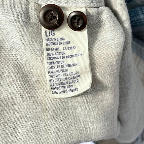 American Eagle Outfitters Button Flannel Shirt Mens L Blue Plaid Soft Cotton - Picture 10 of 13
